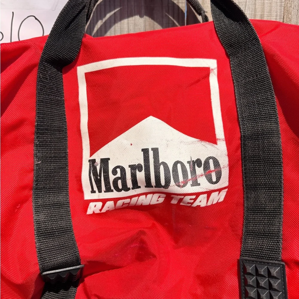Vintage Marlboro Racing Transit Large 1990s Red Large Duffle Bag Vintage